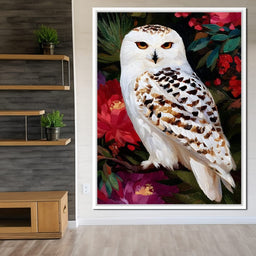 Snowy Owl Garden Blooming - NicheCanvas