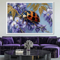Ladybug On Wisteria Bloom - NicheCanvas