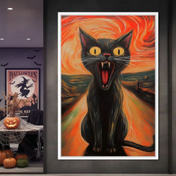Terrified Black Cat Sunset Swirl - NicheCanvas