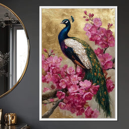 Golden Peacock Cherry Blossom - NicheCanvas