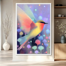 Luminous Bird of Starlit Garden - NicheCanvas