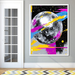 Neon Disco Ball Galaxy Pop - NicheCanvas