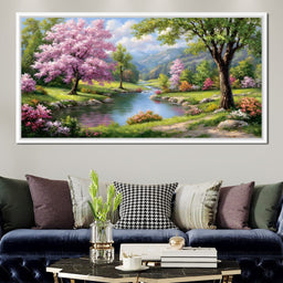 Spring Blossom Mountain Stream - NicheCanvas