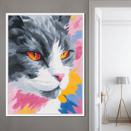 Radiant Feline Fire Eyes Portrait - NicheCanvas
