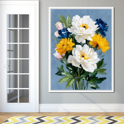 Blue Garden Peony Bouquet - NicheCanvas