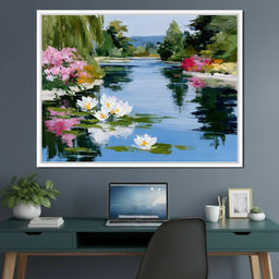 Water Lily Garden Reflection - NicheCanvas