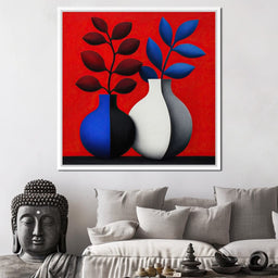 Vases in Crimson Rhythm - TooplesArt - NicheCanvas