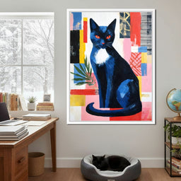 Midnight Feline Neon Collage - NicheCanvas