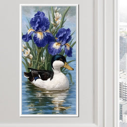 Duck Amongst Blooming Iris - NicheCanvas