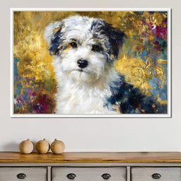 Golden Garden Puppy Portrait - NicheCanvas