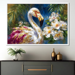 Gilded Flamingo Garden Glow - Neal Hackett - NicheCanvas