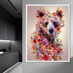 Floral Bear Wild Garden Portrait - NicheCanvas
