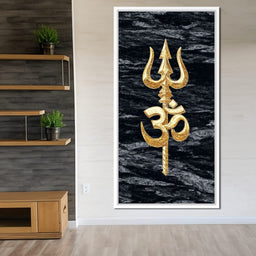 Golden Om Trishul Emblem - NicheCanvas