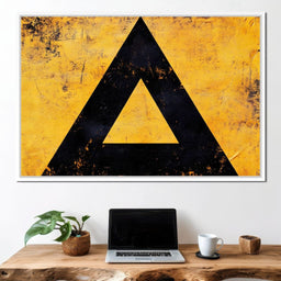 Yellow Grunge Triangle Signage - NicheCanvas