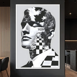 Monochrome Checkerboard Mindscape - NicheCanvas