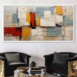 Abstract Ochre Geometry Fields - NicheCanvas