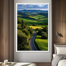 Sunlit Valley Roadscape - NicheCanvas