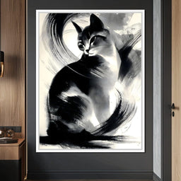 Inkbrush Noir Feline Reverie - NicheCanvas