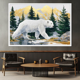 Majestic Polar Bear Wilderness Stroll - NicheCanvas