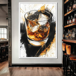 Whiskey Reflections on Ice - NicheCanvas