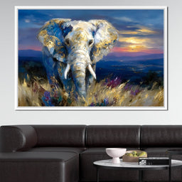 Gilded Blue Elephant Dawn - Neal Hackett - NicheCanvas