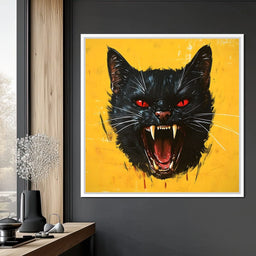 Feline Fury Against Yellow - NicheCanvas