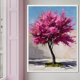 Fuchsia Blossom Tree Courtyard - NicheCanvas