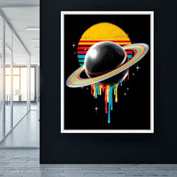 Retro Galactic Rainbow Saturn - NicheCanvas
