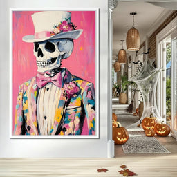 Floral Dapper Skeleton Elegance - NicheCanvas
