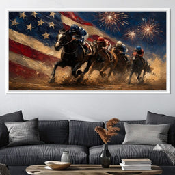 Thundering Hooves Under Patriotic Skies - NicheCanvas
