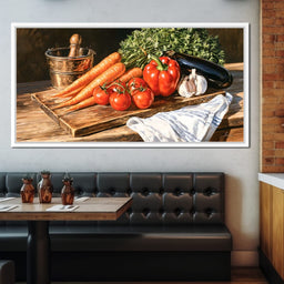 Rustic Kitchen Produce Preparation - NicheCanvas