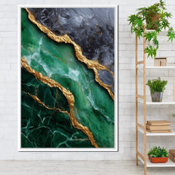 Gilded Emerald Marble Rift - NicheCanvas