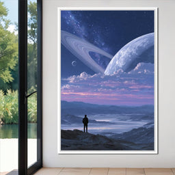 Stargazer Under Ringed World - NicheCanvas