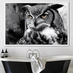 Noir Owl Golden Eyes Portrait - NicheCanvas