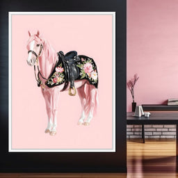 Blush Pony Floral Saddle - NicheCanvas