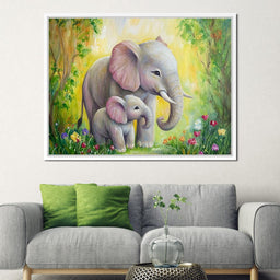 Elephant Stroll Through Blossoms - NicheCanvas