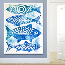 Four Geometric Marine Forms Swimming Together - NicheCanvas