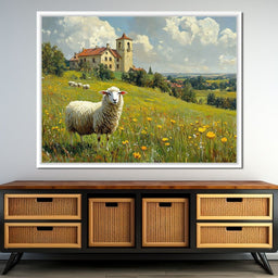 Meadow Sheep by the Countryside - NicheCanvas