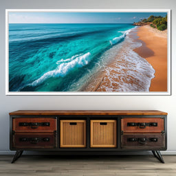 Tropical Coastline Wave Wash - NicheCanvas