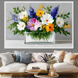 Sunlit Wildflower Still Life - NicheCanvas