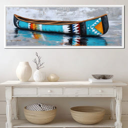 Turquoise River Canoe Reflection - NicheCanvas