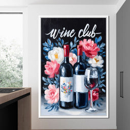 Wine Club Floral - NicheCanvas