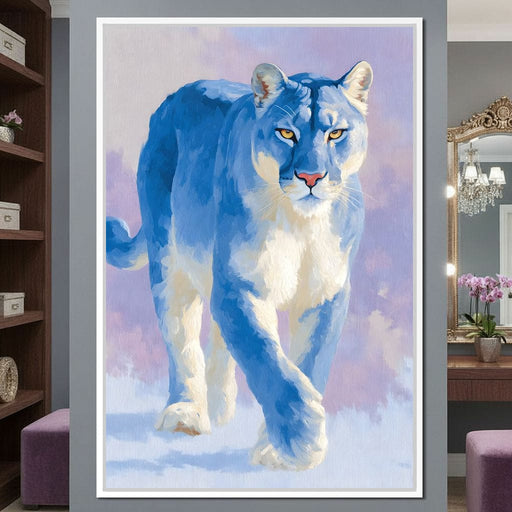Silent Snow Puma Stroll Canvas Print