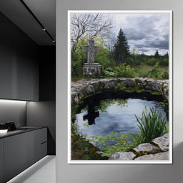 Celtic Cross Garden Pond Sky - NicheCanvas
