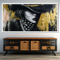 Golden Cowgirl Noir Star Silhouette - NicheCanvas