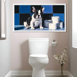 Bulldog Bathroom Antics - NicheCanvas