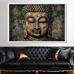 Saffron Buddha's Soulful Eyes - NicheCanvas