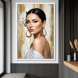 Golden Lotus Beauty Portrait - NicheCanvas