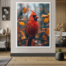 Autumn Cardinal's Perch - NicheCanvas
