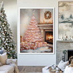 Pastel Yuletide Fireplace Glow - NicheCanvas
